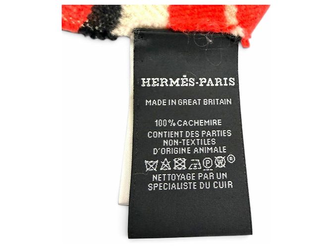 Chal de cachemira Hermès con parche de cuero Roja - vista 6