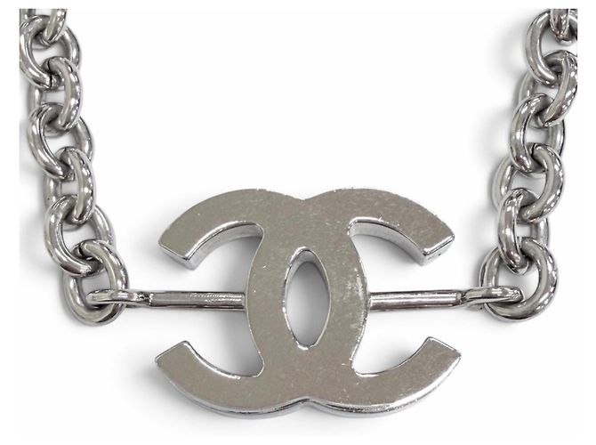 Chanel B25C ABE839 Coco Mark Strass-Kettenhalskette Silber - Ansicht 4