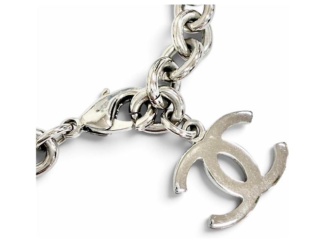 Chanel B25C ABE839 Coco Mark Strass-Kettenhalskette Silber - Ansicht 6