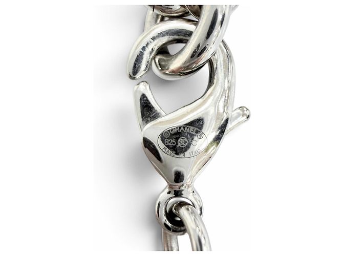 Chanel B25C ABE839 Coco Mark Strass-Kettenhalskette Silber - Ansicht 7