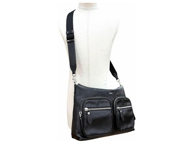 Borsa a tracolla Domino in pelle liscia Coach Nero - vista 2