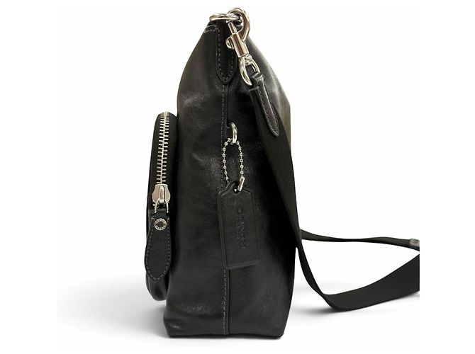 Borsa a tracolla Domino in pelle liscia Coach Nero - vista 4