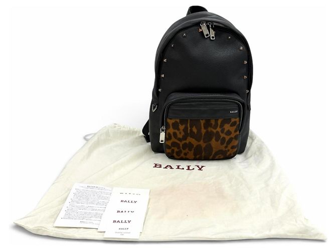 Mochila de couro BALLY Wolfson Marrom Preto - vista 2