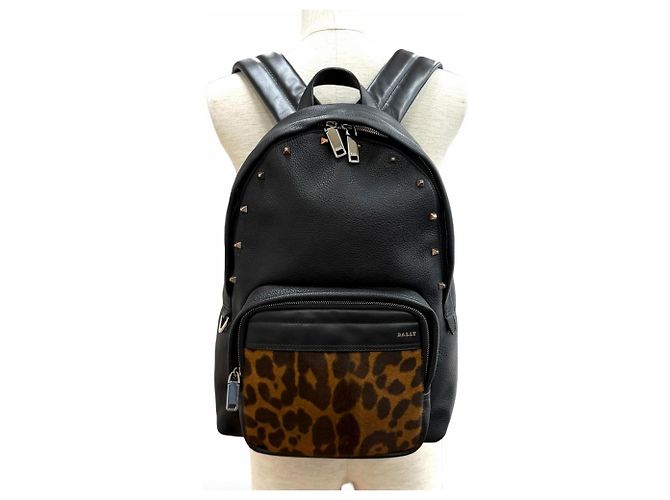 Mochila de couro BALLY Wolfson Marrom Preto - vista 3