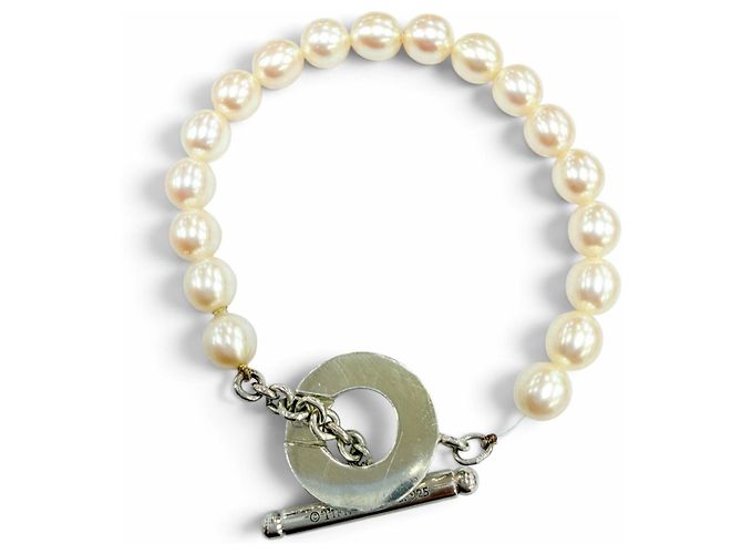 Autre Marque Tiffany Toggle-Armband aus Süßwasserperlen 925 Silber - Ansicht 2