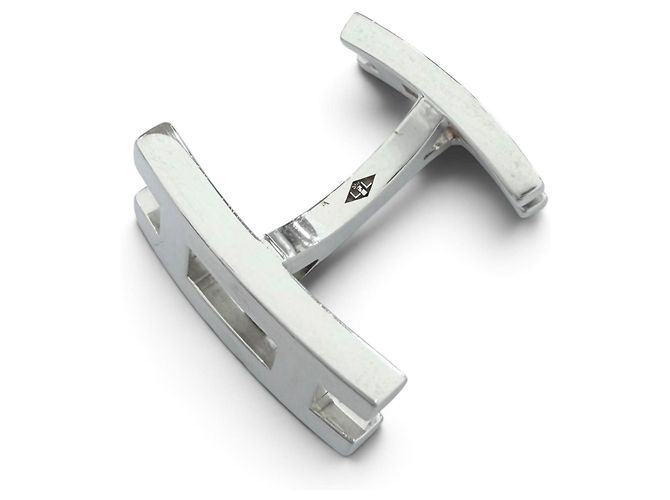 Hermès Abotoaduras Hermes SV925 com motivo de logo H paralelo em prata - vista 4
