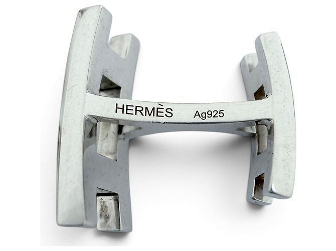 Hermès Abotoaduras Hermes SV925 com motivo de logo H paralelo em prata - vista 5