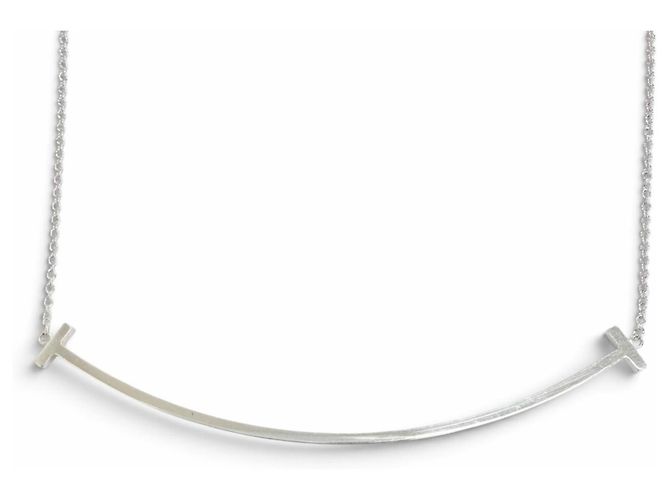Autre Marque Tiffany T Smile Large Anhänger-Halskette Silber - Ansicht 4