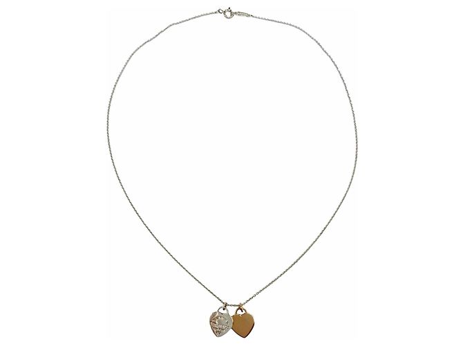 Autre Marque Collana con pendente Tiffany & Co. Double Heart Tag Argento D'oro - vista 4