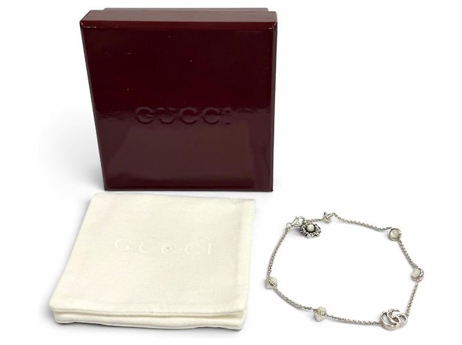 Gucci Double G Armband mit Perlmutt-Anhänger Silber Weiß - Ansicht 2