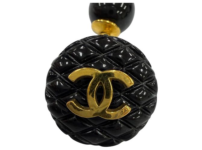 Chanel Vintage 94P Coco Mark Manschettenknöpfe aus mattem Lack Schwarz Golden - Ansicht 4