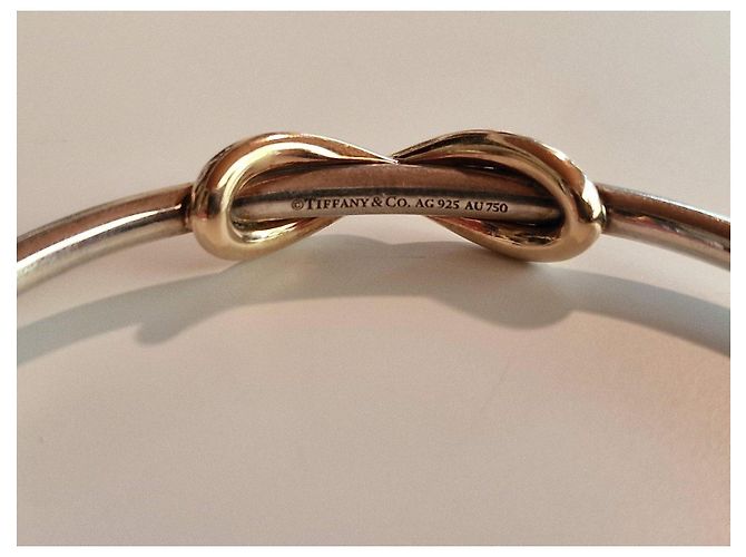 Bracciale rigido Tiffany & Co. Infinity in argento sterling e oro giallo 18K D'oro - vista 2
