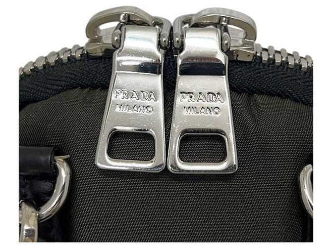 Prada Mini Borsa a Tracolla in Nylon Khaki Cachi - vista 7