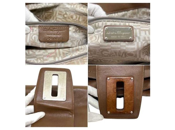 Sac Tote Salvatore Ferragamo en cuir marron - vue 5