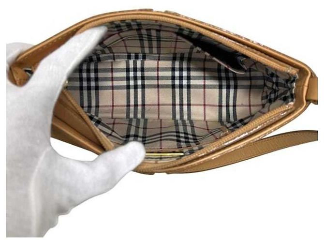 Borsa a tracolla Burberry in pelle beige - vista 4