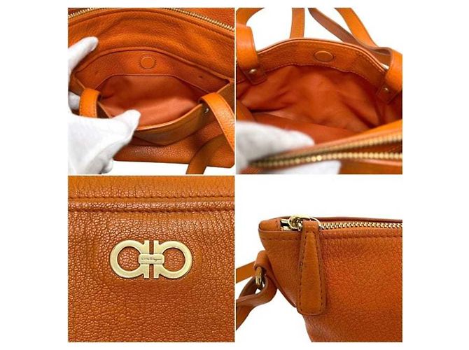 Borsa a tracolla e tote in pelle arancione Salvatore Ferragamo - vista 4