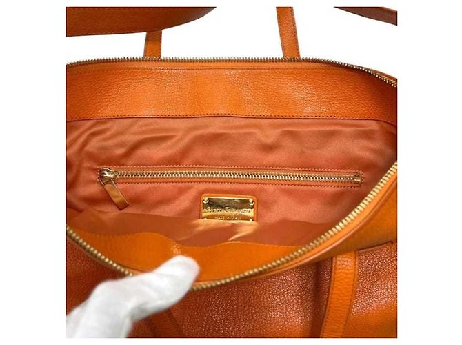 Borsa a tracolla e tote in pelle arancione Salvatore Ferragamo - vista 5