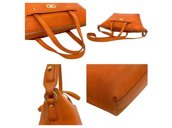 Borsa a tracolla e tote in pelle arancione Salvatore Ferragamo - vista 7