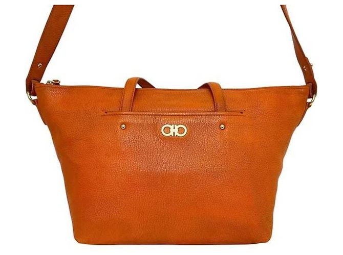 Borsa a tracolla e tote in pelle arancione Salvatore Ferragamo - vista 9