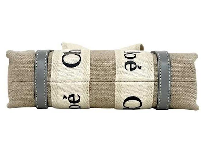 Chloé Chloe Woody Mini 2-way Shoulder Bag CHC22AP237 Beige Blu chiaro - vista 3