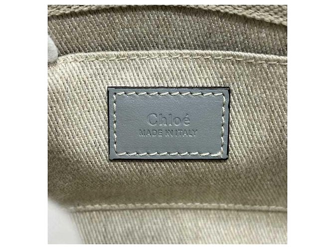 Chloé Chloe Woody Mini 2-way Shoulder Bag CHC22AP237 Beige Blu chiaro - vista 6