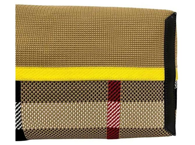 Borsa Giant Tote Check Burberry Beige - vista 8