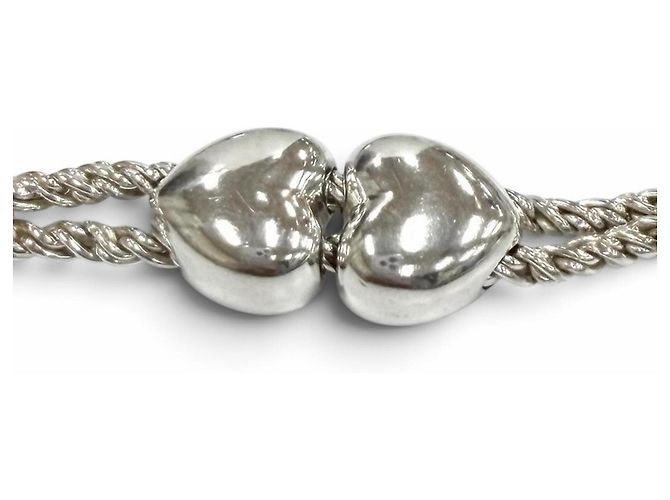 Autre Marque Bracciale Tiffany Vintage 925 Double Heart Rope Argento - vista 3