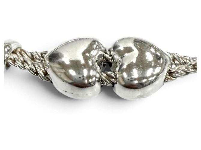 Autre Marque Bracciale Tiffany Vintage 925 Double Heart Rope Argento - vista 4