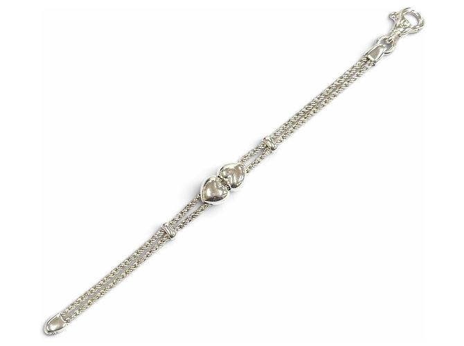 Autre Marque Bracciale Tiffany Vintage 925 Double Heart Rope Argento - vista 5