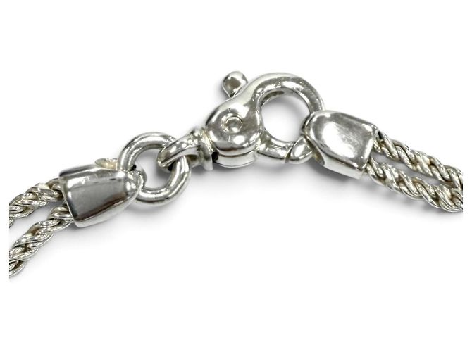 Autre Marque Bracciale Tiffany Vintage 925 Double Heart Rope Argento - vista 6