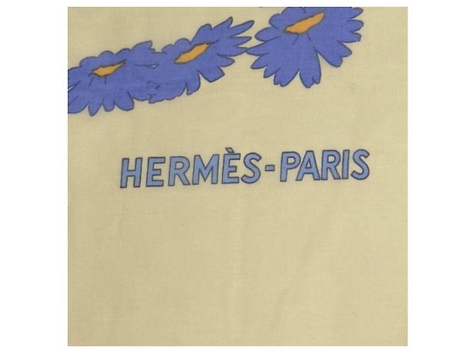 Hermès Hermes Carre 140 Fleurs et Carlines Seidentuch Blau Gelb - Ansicht 7