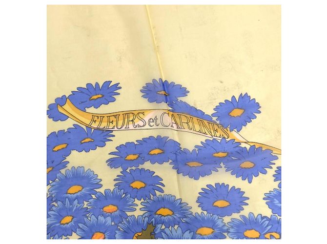 Hermès Hermes Carre 140 Fleurs et Carlines Seidentuch Blau Gelb - Ansicht 8