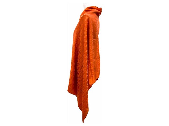 Hermès Chal Grande HERMES de seda y lana H-Logo Naranja - vista 3