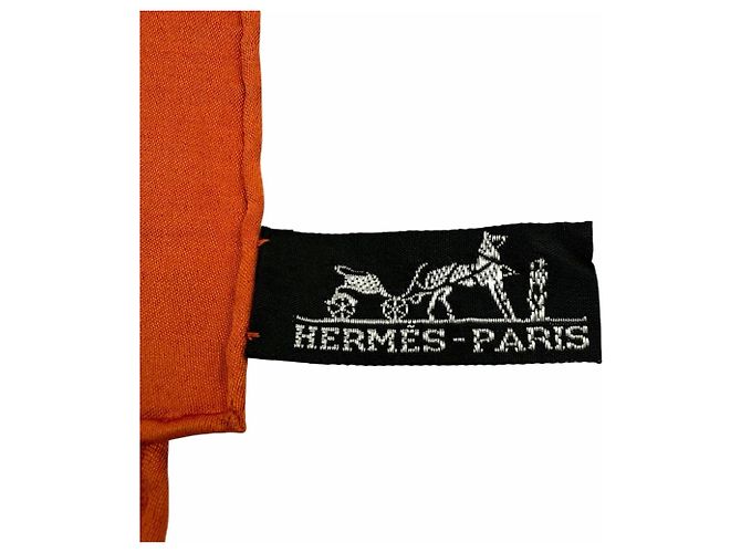 Hermès Chal Grande HERMES de seda y lana H-Logo Naranja - vista 6