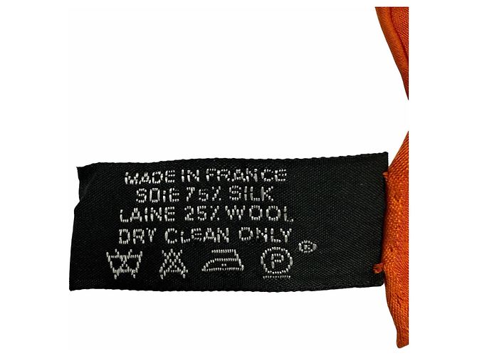 Hermès Chal Grande HERMES de seda y lana H-Logo Naranja - vista 7