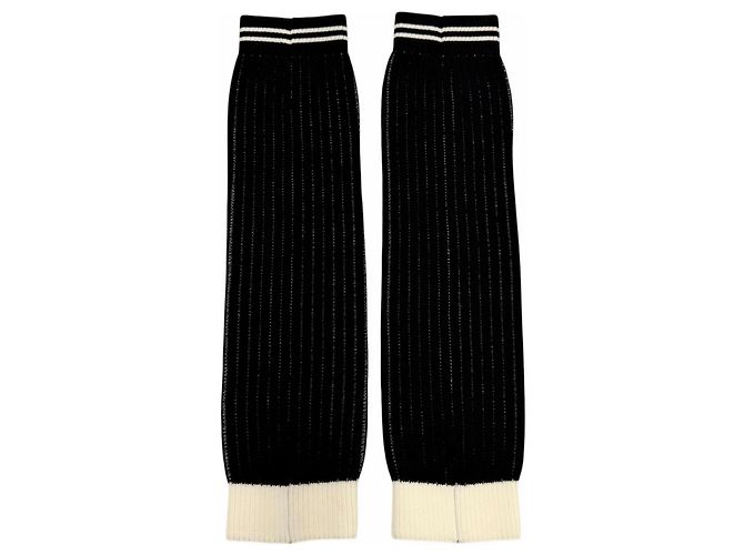 Calentadores de punto Chanel 24C Coco Mark Logo Negro Blanco - vista 2