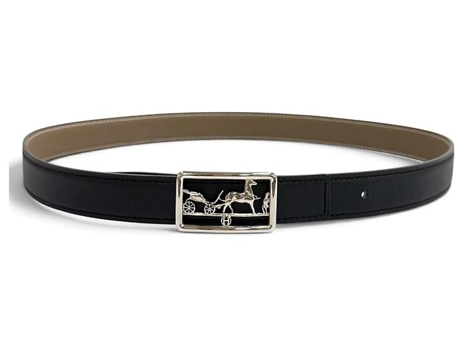 Hermès Cintura reversibile Hermes Black Etoupe Nero - vista 2