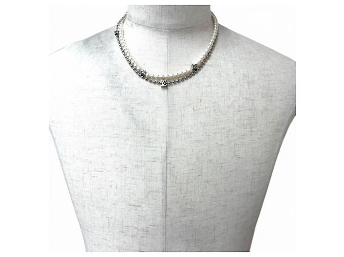 Collar Pearl Fusion Louis Vuitton Plata Blanco - vista 3
