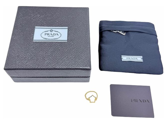 Anello a catena con stella in metallo e ottone Prada D'oro - vista 2