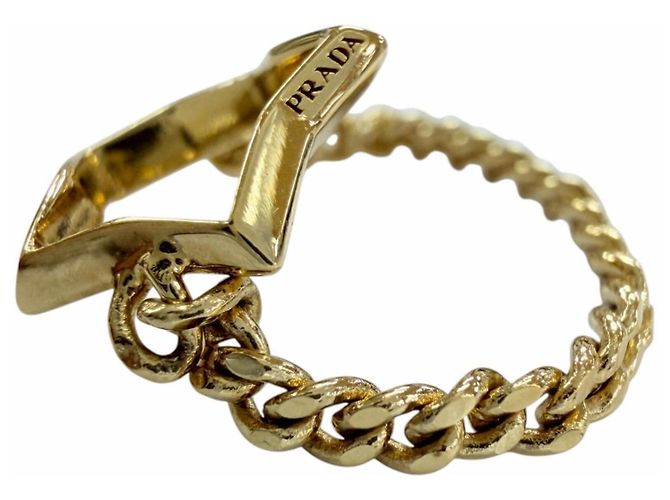 Anello a catena con stella in metallo e ottone Prada D'oro - vista 3