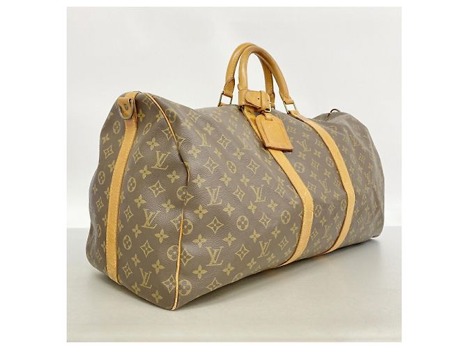 Louis Vuitton Boston Monogram Keepall Bandoulière 55 Castaño - vista 2