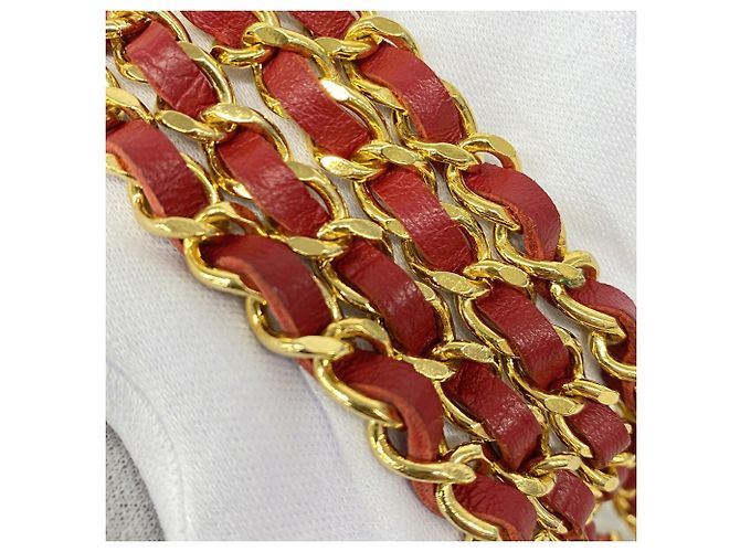 Cinturón de cadena de metal Chanel Roja Dorado - vista 5