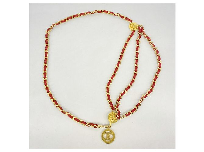 Cinturón de cadena de metal Chanel Roja Dorado - vista 6