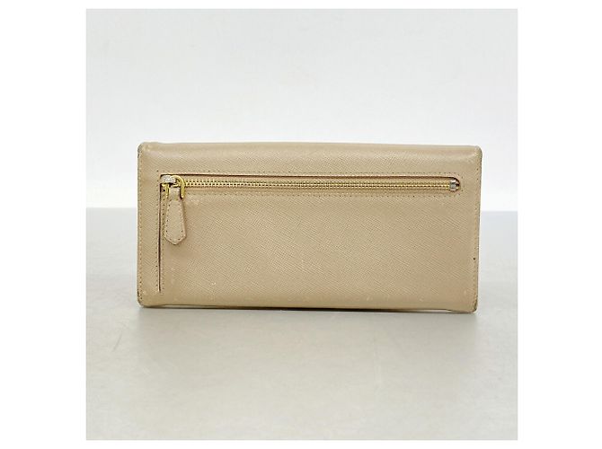 Portafoglio lungo Prada in pelle beige - vista 10