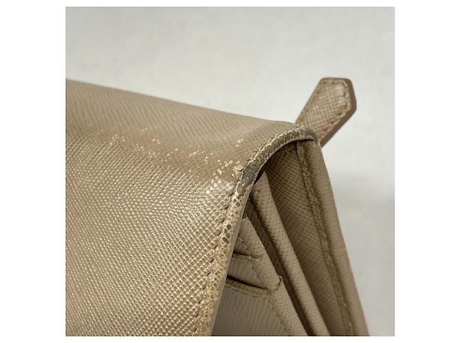 Portafoglio lungo Prada in pelle beige - vista 5