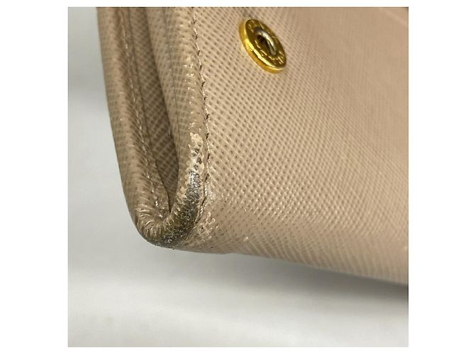 Portafoglio lungo Prada in pelle beige - vista 6