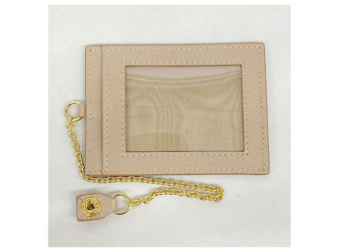 Portafoglio lungo Prada in pelle beige - vista 8