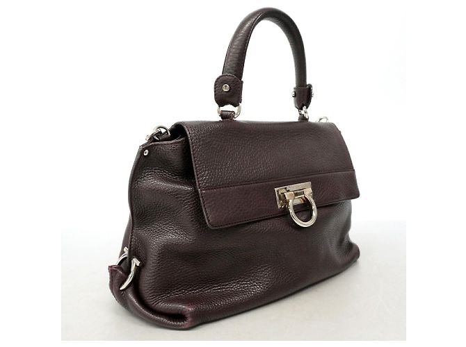 Borsa in pelle Gancini Salvatore Ferragamo Marrone - vista 2