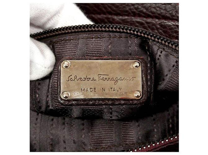Borsa in pelle Gancini Salvatore Ferragamo Marrone - vista 5