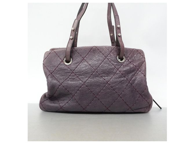 Bolsa de ombro Chanel em couro de bezerro roxo - vista 9